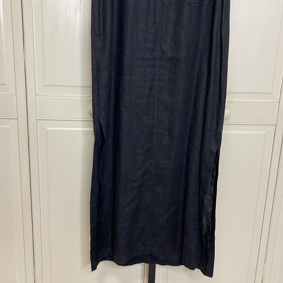 Cali Cali Women’s Tank Navy Black Linen Maxi Dress Size Medium Button Detail - Picture 3 of 10
